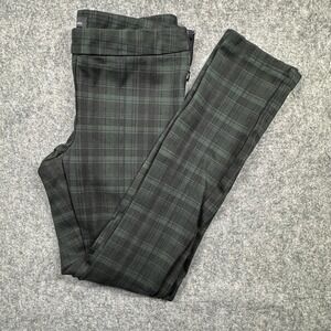 Amanda + Chelsea Women's 2 Tartan Plaid Legging Pants Green Black Slim Career